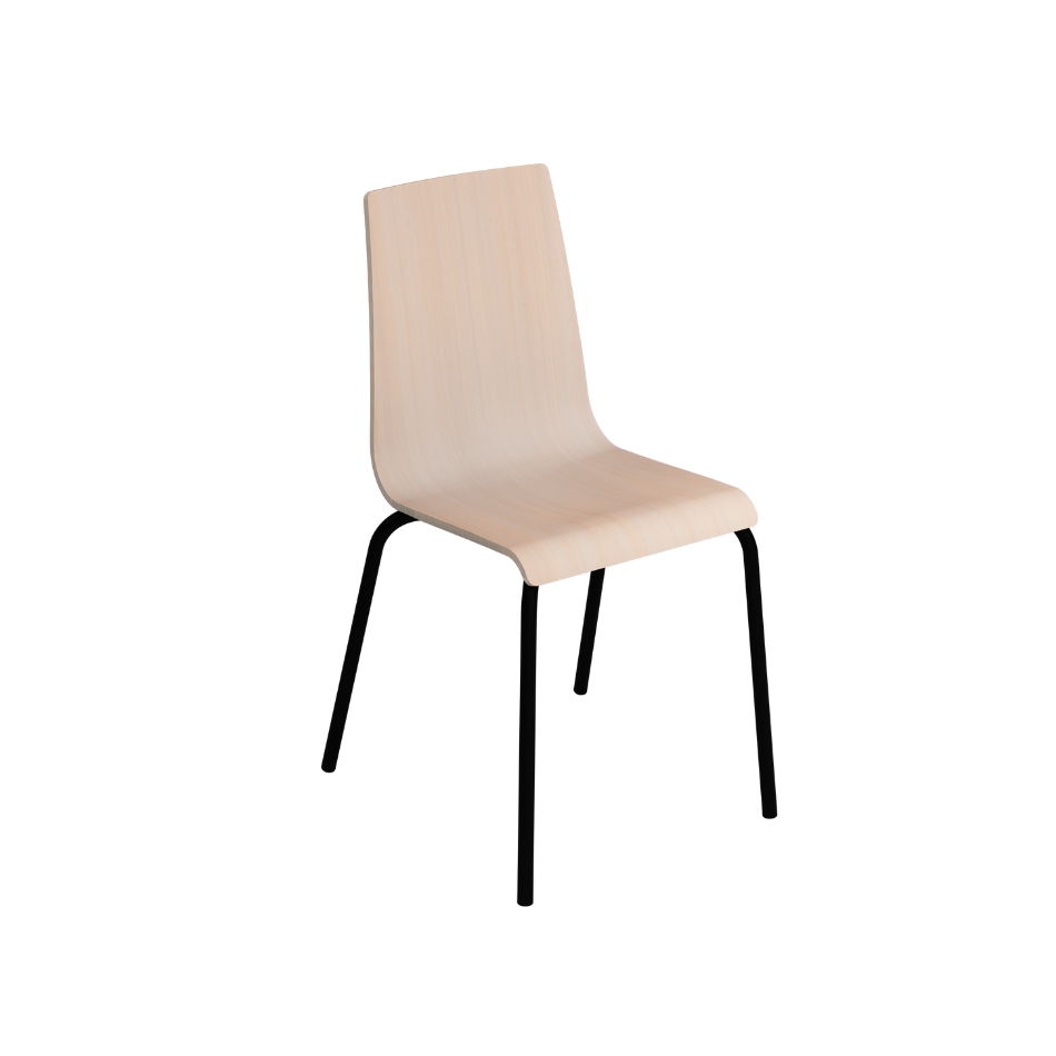 Стілець з фанерним моноблоком на круглій металевій трубі, ростова група №6, АЛМАНТ, 495х540х870 мм.